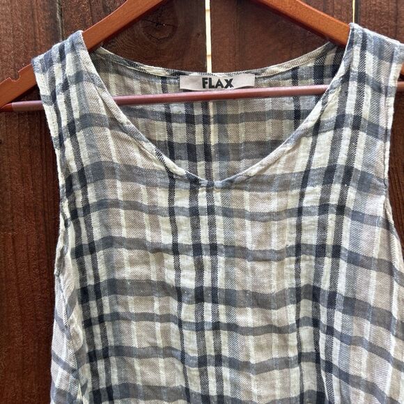 Flax Designs Linen Artistic Tunic Plaid Oversize Size Small P Brown - Picture 6 of 13